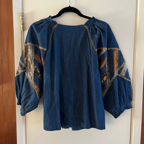 Anthropologie Ulla Patchwork Denim Blouse - Picture 2 of 9